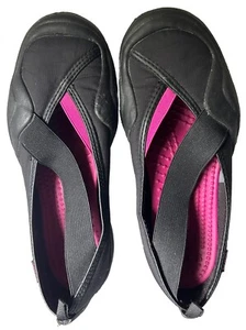 Crocs Molly Mary Jane Size 9 Elastic Slip On Black/Purple/Pink Ballet Flats - Picture 1 of 8