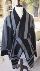 Designer BURBERRY BRIT Wool & Cashmere Jacket Wrap in Black & Gray, L, NEW! - Picture 1 of 8