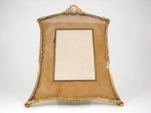 Antique 1880 French Bronze Picture Frame Reticulated Appliqués Ribbons & Poppies - Picture 1 of 22