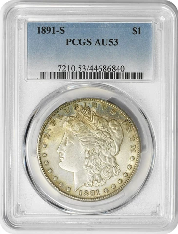 1891-S Morgan Silver Dollar AU53 PCGS Cover