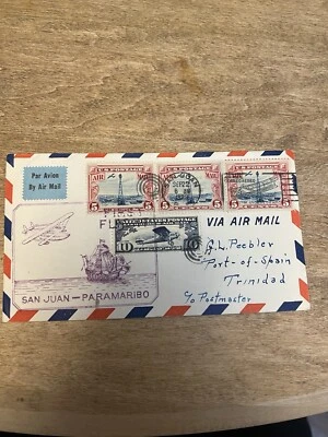 1923 First Flight Cover From Iowa To Trinidad Spain  - Image 1 of 4