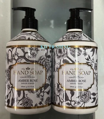 (Pack de 2) COLECCIÓN LA TASSE LONDON ~ JABÓN DE MANOS ROSA ÁMBAR ~ Hecho en EE. UU. Foto 1 de 3