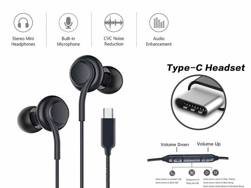 usb-c type c Handsfree Earphones for Samsung Galaxy S24 S24 Ultra S24+ S24 FE - Image 1 of 1