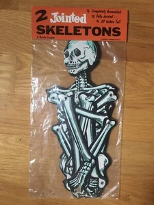 Vintage Halloween Beistle Skeleton 22” Jointed Die Cut New Old Stock Set of 2 - Picture 1 of 1