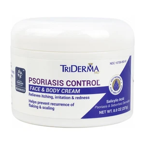TriDerma Psoriasis Control Face & Body Cream, No Cortisone, Moisturizing 8oz Jar - Picture 1 of 10