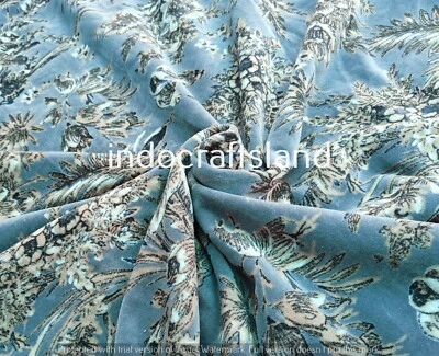 Luxury Indian Soft Velvet Fabric Upholstery Dressmaking Sewing By Yard Floral - Image 1 of 4
