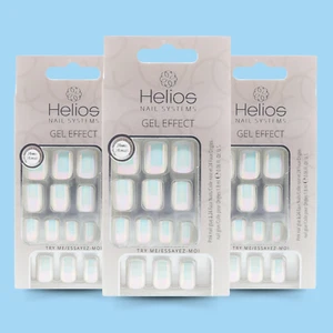 Helios Light Blue Holo Square Acrylic Nails – 24 Pcs, Long-Lasting (3-Pack) - Picture 1 of 7