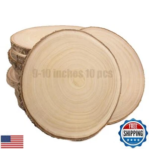 Large Unfinished Wood Slices for Centerpieces 10 Pcs 9-10 inches Natural Wood - Picture 1 of 5