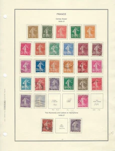 FRANCE "SOWER ISSUE" ALBUM PAGE FROM 1906-37 CV$82+ (FR213)* - Picture 1 of 2