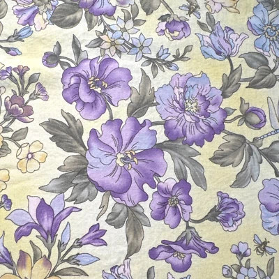 Nature's Splendor Cheri L Strole Purple Floral Yellow Cotton Fabric BT Half Y #1 - Image 1 of 4