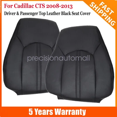 Driver+Passenger Top Seat Cover Black Leather Fits Cadillac CTS 2008 2009-2013 - Imagem 1 de 4