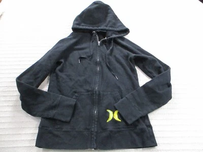 Chaqueta Hurley para mujer grande negra con capucha cremalleras manga larga cordón mezcla de algodón Foto 1 de 4