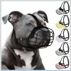 Pitbull Hundemaulkorb Metallmaske Amstaff sicherer Drahtkorb verstellbar schwarz - Bild 1 von 8
