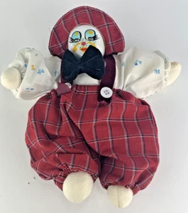 Cute Red Flanel Clown Doll Small But Knowing Clown CD2 - Picture 1 of 4
