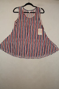 Nueva con etiquetas Camiseta sin mangas LuLaRoe talla XS perfecta roja blanca azul rayas verticales sin mangas - Imagen 1 de 4