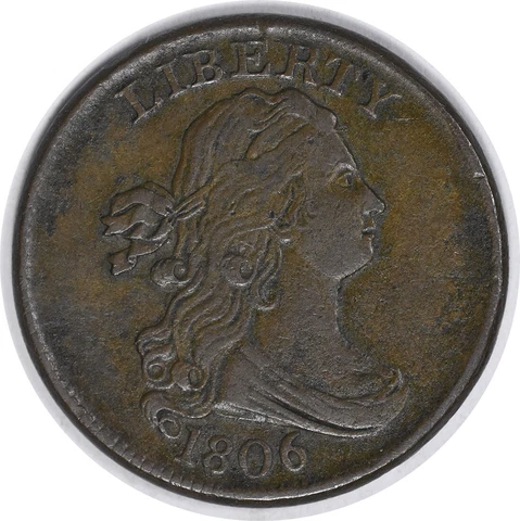 1806 Half Cent Small 6 No Stems EF Uncertified #902 Cover