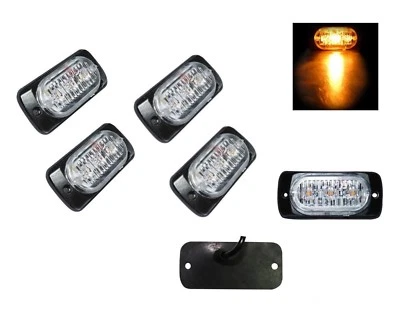 4X 3LED 12/24 Auto Giallo Lampada Luce Arancione Strobo Emergenza Brillante - Immagine 1 di 4