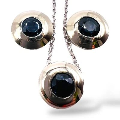 Blue Sapphire 14k White Gold Earring Pendant Set - Image 1 of 4