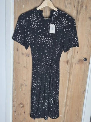 Oasis Size Medium Long Black And Silver Star Dress Holiday/Party Dress Brand New - Image 1 of 4