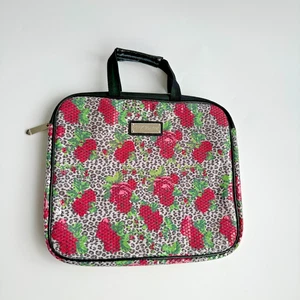 Betsey Johnson Gepard-Druck rote Rosen Pailletten glänzend Laptoptasche Tragegriffe - Bild 1 von 13