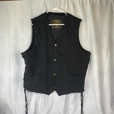 Vintage Milwaukee Performance Denim Gilet 2XL Biker Western Gilet Vest Black - Image 1 of 4