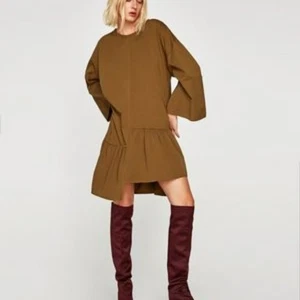 Zara Asymmetrical Bell Sleeve Lagenlook Neutral Dress M - Picture 1 of 10