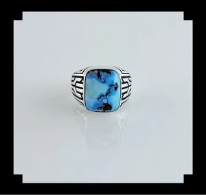 Anello Uomo Elegante Sterling e Golden Hills Turchese 9 - Foto 1 di 6