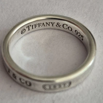 Tiffany Sterling Silver C0ncave  Band Ring 1837 4mm Wide  - Image 1 of 4