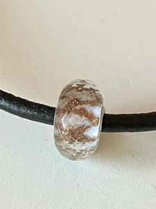 Trollbeads 🍀 1 Event Facette, Weiß mit Gold Glitzer 🍀 LAA925 - Bild 1 von 5