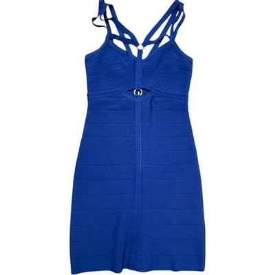 Bebe Women's Size Medium Blue Spaghetti Strap Bandage Bodycon Zip Dress - Image 1 of 4