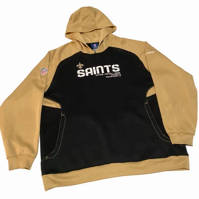 Sudadera con capucha vintage New Orleans Saints Reebok NFL On Field para hombre 2XL negra dorada Y2K Foto 1 de 4