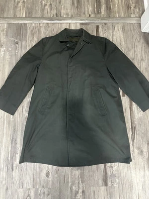 Vintage London Fog Maincoats Mens Trench Coat SZ 42 Green Zip out Fur Lined - Image 1 of 4
