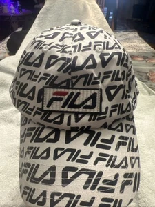 Fila all-over logo Black & Beige Baseball Cap Adjustable Hat, With Tag. New - Picture 1 of 5