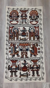 VINTAGE peruanischer handgewebter bestickter Wandteppich Volkskunst Design Wandbehang - Bild 1 von 7
