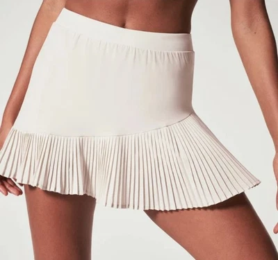Spanx, Yes Pleats! Skort 14" Tennis Skirt White Cloud Beige Size Large NWT - Image 1 of 4
