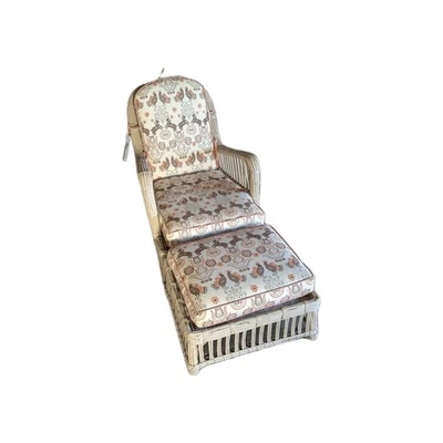 古董 WICKER CHAISE LOUNGE 艺术装饰 Sunroom 门廊甲板 — 第 1/4 张图片