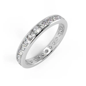 2.7MM 1.00Ct Natural Round Diamond Channel Set Full Eternity Ring In Platinum - Picture 1 of 9