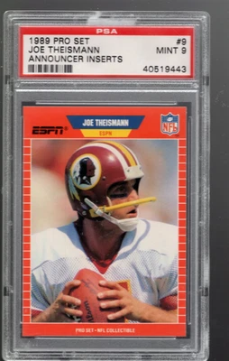 SLA101- 1989 Pro Set Announcers #9 Joe Theismann - PSA Mint (9) - Image 1 of 2