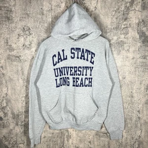 Russell Athletic Cal State University Long Beach Hoodie Sweatshirt Grey Vintage - Picture 1 of 7