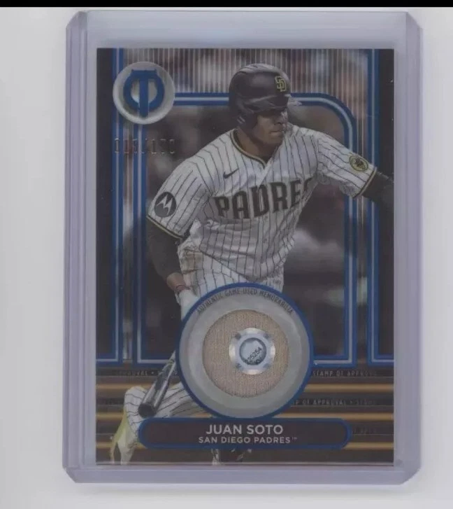 2024 Topps Tribute #SOA-JS Juan Soto Stamp of Approval Relics Blue #/150