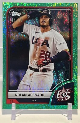 NOLAN ARENADO 2023 Topps WBC 45/75 Green Sparkle Foil Team USA Cardinals - Image 1 of 4
