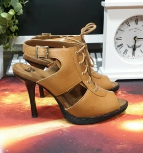 WOW! Dr. Martens RAINA hellbraunes Leder Peep Toe Stiletto High Heels Größe EU 39 UK 6 - Bild 1 von 10