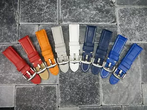 22mm Grain Leather Strap Regular Size Tang Band Timewalker MONTBLANC Red Blue - Picture 1 of 47