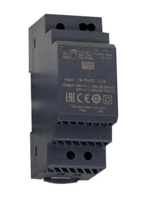 Isolated DIN Rail Mount DC/DC Converter, 5V, 6A, 30W - DDR-30G-5 - Image 1 of 2