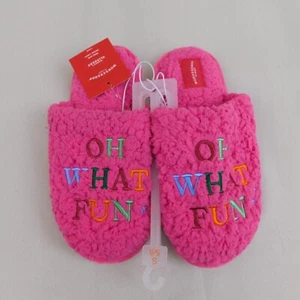 Wondershop Oh What Fun Women's Sherpa Christmas Slippers - Pink, 5-6 Small #9291 - Picture 1 of 9