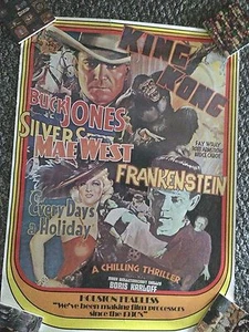 Póster publicitario de King Kong Buck Jones Frankenstein Mae West Huston Fearless Processors - Imagen 1 de 12