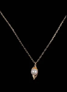14K Gold Plated Freshwater Culture Pearl Pendant Handmade Necklace, Gift For Her - Picture 1 of 3