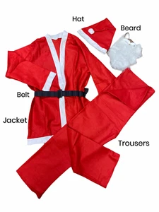 SANTA CLAUS COSTUME Father Christmas Suit Complete Fancy Dress Outfit Adult Hat - Picture 1 of 1
