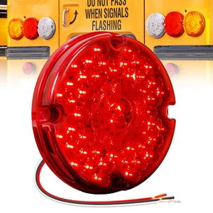 7" Round Red 47-LED Tail Light For School Bus Transit Vehicles Refuse Hauler - Picture 1 of 7