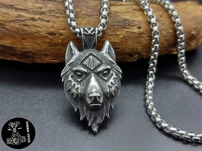 Anhänger Wolf Wolfskopf Edelstahl Fuchs Halskette Biker Wölfe Schmuck NEU - Bild 1 von 4